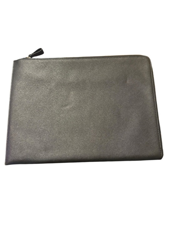 Largay travel Other - Leather Zip laptop Pouch Clutch in Metallic Gray fits 16” laptop